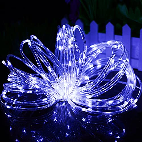 EONYUANGUO Tubo luminoso a LED, 5M 50LED Tubo LED esterno Luci da giardino a batteria con 8 modalità remote per la decorazione di interni all'aperto (Blu)