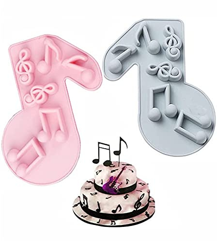 DUBENS 2pcs Music Note Silicone Mold, Music Note Shaped Handmade Baking Mould for Cake Decoration Chocolate Candy Making Ice Cube Moulds Soap Mold
