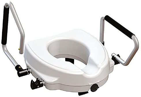 Toilettensitzerhöhung 12,5 cm mit Armlehnen – einfache Befestigung auf Sitz – Toilettensitzerhöhung für Erwachsene – anatomische Form, komfortabel für Toilettenschüssel – Erhöhung der Toilette Primo