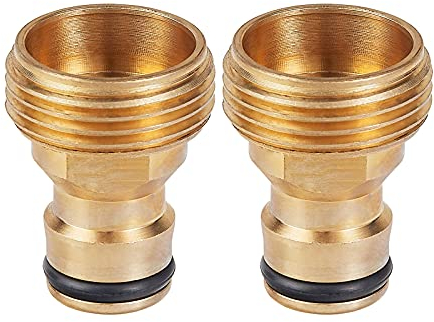 Tech Traders 2Pack Garden Hose Quick Connector 3/4 inch Brass Male Thread Hose Nozzle Quick Connect Adapter