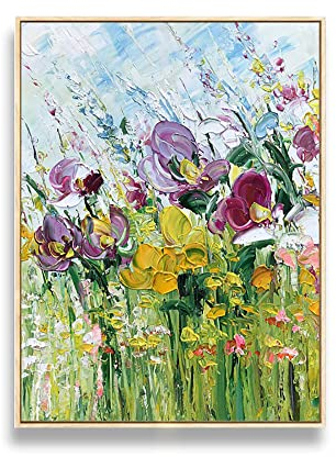 tymhrs Acrylbild,Dickes Strukturiertes Blumen-Ölgemälde – Handgemaltes Abstraktes Chinesisches