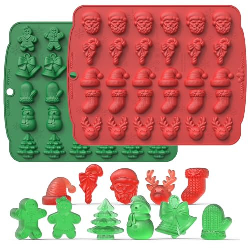 VICDUEKG 2 Stück Weihnachten Silikon Backformen Lebkuchenform Kuchenform Backen Silikonform für Schokolade Cupcakes Kuchen Pudding Pralinen Süßigkeiten Gelee Eiswürfel Muffin Eiswürfel Torte Backen