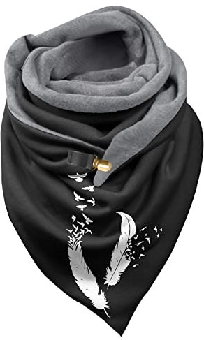 Ski Schal Totenkopf Frauen Feder Vintage Print Boho Schal Schals wickelt Winter warme Kurze Schals Schal Jungen Herbst (B, One Size)