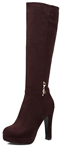 Bviennic Donna Eleganti Plateau Tacco Alto Warm Vestito Stivali Alti