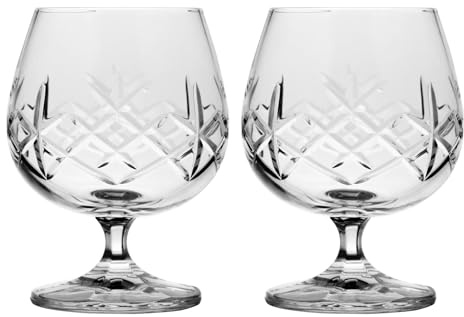 jewellerybox Set of 2 Hand Cut Crystal Brandy Glasses