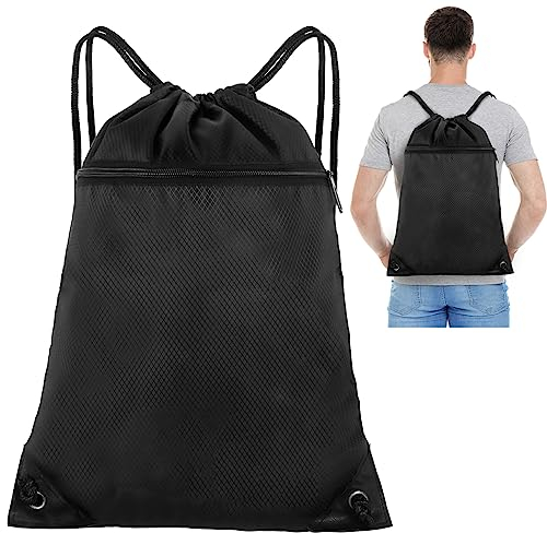 Figarge Leichter Rucksack mit Kordelzug,Große Kapazität Turnbeutel Sportbeutel Nylon Gym Bag mit Aussentasche Verstellbar Turnbeutel Sportbeutel für Herren Damen Kinder für Sport Reisen