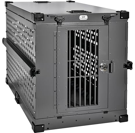 K9 Kennel Boss Aluminum Collapsible Dog Crate, Heavy Duty Folding Kennel - Large (Gray)