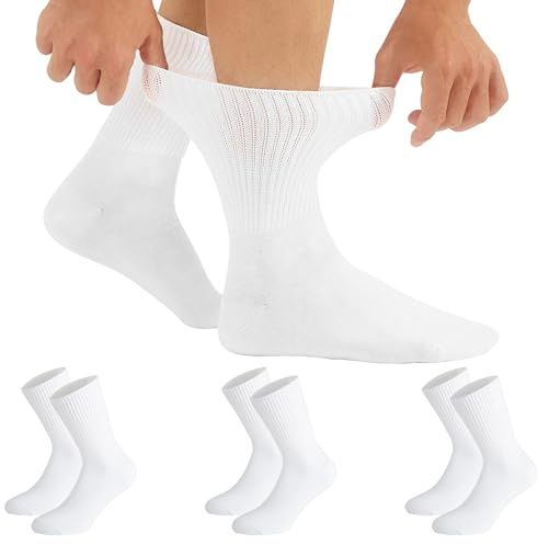 CALZITALY, PACK 3/6 PAIA Calze Senza Bordo Elastico, Calze Sanitarie Unisex, Calzini per Diabetici in Cotone | Nero, Bianco, Naturale | Made in Italy (3 Paia - Bianco, 39-42)