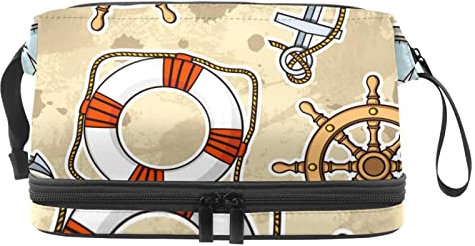 Large Capacity Travel Cosmetic Bag,Anchor Lifebuoy,Makeup Bag,Waterproof Makeup Bag Organizer