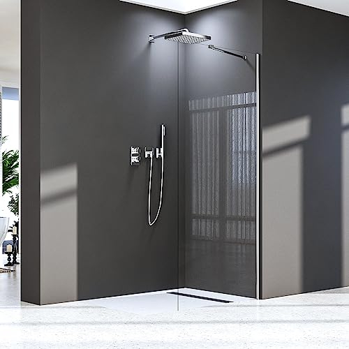 Walk in Dusche 80x195 cm,Walk-In Dusche mit Stabilisator 6 mm Nano Sicherheitsglas Duschtrennwand auf Duschtassen oder Boden montierbar, Ohne Duschwanne