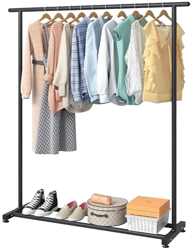 edihome, Burro Ropa, Vestidor Portátil, Perchero Colgador, 41x141x101 cm, Negro, Resistente, para Colgar Perchas, Ropa, Camisas, Pantalones, Fácil Limpieza, Montaje Sencillo