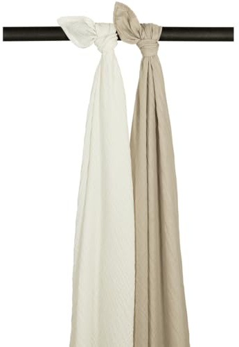 MEYCO Mullwindeln 120x120cm - 2-Pack Musselin Spucktuch Offwhite/Sand | 100 % weiche Baumwolle - Pre Washed Musselin - Oeko Tex zertifiziert - saugfähig, hautfreundlich & schnelltrocknend