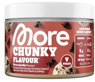 MORE Chunky Flavour, Stracciatella, 150 g | Geschmackspulver zum Süßen, ohne viel Zucker und Kalorien, mit Inulin und Laktase - made in Germany