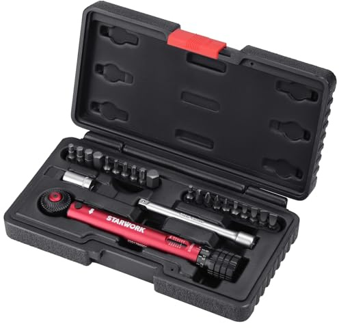 STARWORK True Mechanic™ Lot de 23 mini clés dynamométriques en aluminium 72T 6,35 mm pour vélo