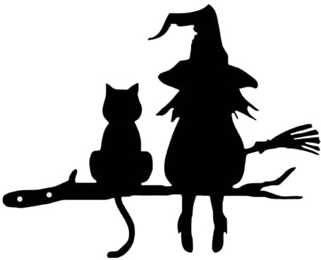Nxbuynef Metall Hexe Garten Hexe Dekor | Schwarze Silhouette Rahmen | Außenwand Ornament