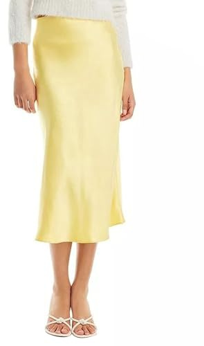 SANSIWU Women Satin Long Skirt Summer Casual Drawstring Elastic Midi Skirt Lightweight A Line Flared Silk Long Skirts