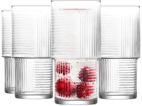 Glasmark KROSNO 1992 Gläser Set Trinkgläser Cocktailgläser 4 Stück Hoch Spülmaschinenfest Transparent 400 ml