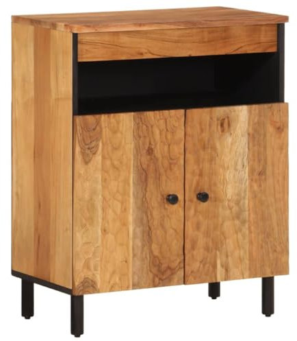 HETFTJN Regal Schmal Sideboard Wohnzimmer Barschrank Tv Schrank - Beistelltisch 60x33x75 cm Massivholz Akazie für Küche Flur Schlafzimmer Wohnzimmer