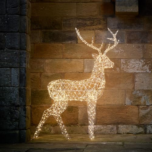 Lights4fun Outdoor Christmas Light Up Extra Large Reindeer Stag Figure with 800 Dual Colour Micro LEDs Garden Decoration Plug In & Timer 1.5m