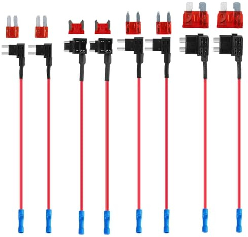 16 Pcs Fuse Taps Set, Small Mini Adding a Circuit Adapter Car Fuse Tap Kit, Low Profile Tap Adapter Piggy Back Blade Fuses Holder for Trucks Cars Boats (Medium Small Micro Mini)
