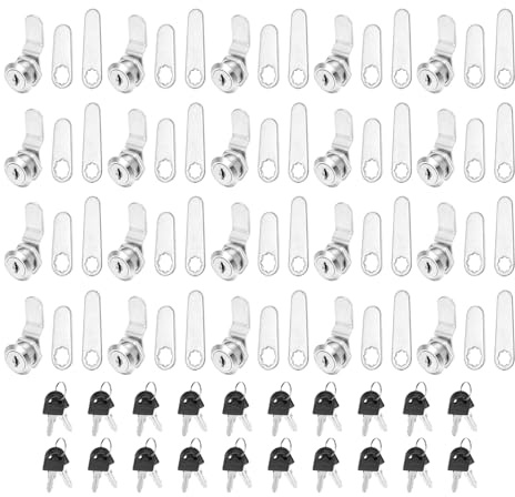 PATIKIL 5/8 Inch Keyed Alike Cabinet Locks with Key, 20 Pack Cam Replacement Lock Cylinder Toolbox Lock for RV Drawer Storage Cart Mailbox, Silver