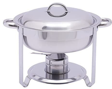 Récipient de maintien au chaud en acier inoxydable de 5 l pour plats, chauffe-buffet, avec pâte combustible, capacité de charge de 10 kg pour les fêtes, la restauration et les buffets