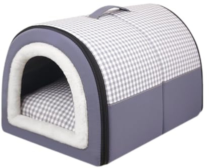Pevfeciy Hundehütte Waschbares tragbares Tierbett 2 in 1, Grau