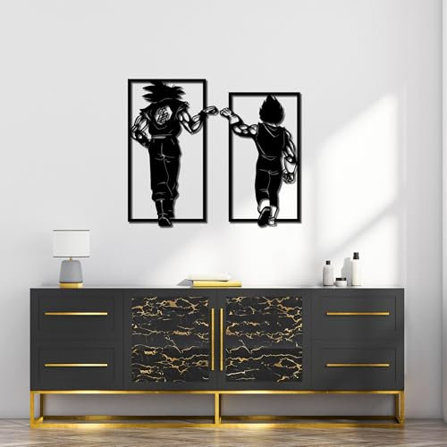 La Guarida del Dragón Cuadro Dragon Ball Goku vs Vegeta Puño a Puño en madera 3D – Arte mural anime para decoración de pared, estilo épico con opción gran formato, ideal para fans y coleccionistas