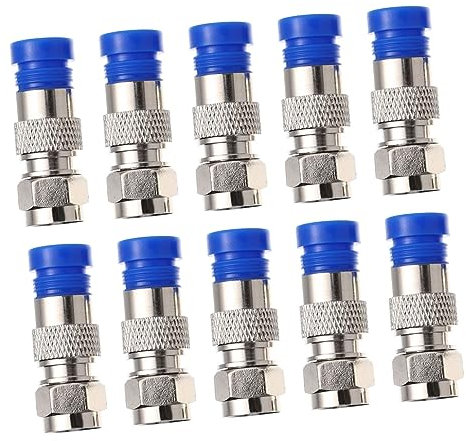 Tofficu 10pcs High-temperature Resistant Waterproof F Type Plug Coaxial Connector with Low Attenuation Polyethylene and Brass Material for Antenna Coax Cable Connection