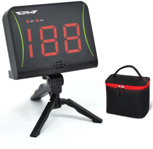 DRM Hockey Shot Puck und Baseball Speed Radar Ballgeschwindigkeitsradar mit roter LED, Messungsfreien Standradar für Lacrosse, Baseball, Hockey, Fußball, Präzisionstrainingsgerät