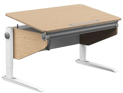 Moll Winner Comfort Eiche | Kinderschreibtisch höhenverstellbar | mitwachsend & ergonomisch mit neigbarer Tischplatte & gerundeten Ecken | Schreibtisch ideal für Schulkinder | Made in Germany