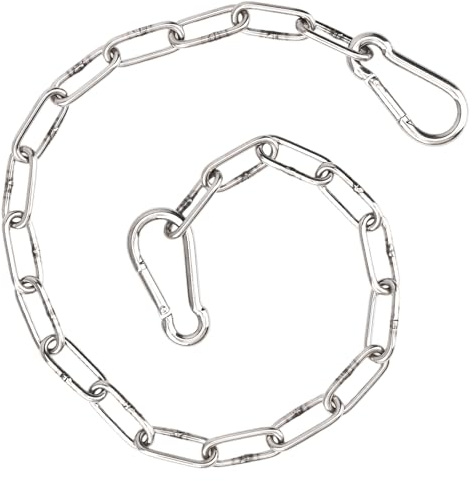 Gate Chain Lock for Outdoor Fence 20 Inch Stainless Steel Gate Chain Link Lock with Carabiners Gate Chain Latches for Garden, Yard, Pet Cages, Horse Dog Goat Cow Farm Use, Silver