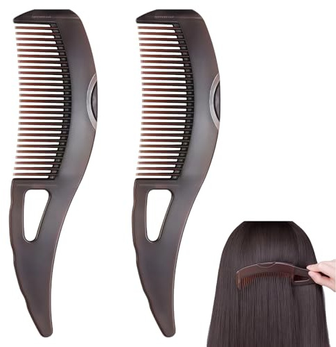 2 pettini per capelli, pettine per capelli con manico, spazzola Sleek Bun, massaggiatore scalp con cavità autopulenti, pettini per capelli per donne e uomini, rimozione di forfora e sporco