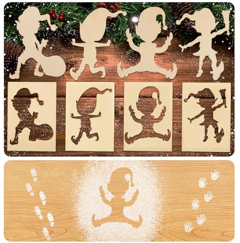Giftota Wichtelschablone Fußabdrücke, Wichtel Zubehör 5 Stück Wichtel Schablone, Weihnachtswichtel Zubehör, Weihnachtswichtel Elf, Wichtel Schablone Fenster, Wichtel Fußabdrücke Böden