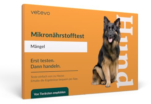 vetevo Mikronährstofftest Hund - 38 essentielle Nährstoffe auf Mangel | Prüft u.a. Biotin, Vitamin B12, Omega 3, Magnesium, Zink & Folsäure, für die optimale Ernährung