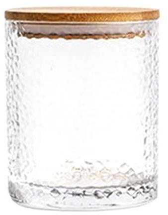JINGYAN Azucareros Recipiente de vidrio sellado, contenedor de almacenamiento de alimentos, té, café, azúcar, tarros de almacenamiento con tapa de madera, tarro de cocina de borosilicato alto