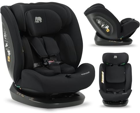 Deryan Clyde Siège auto bébé, I-SIZE 40-150 cm, 0 à 36 kg évolutif, dès la naissance et jusqu'à 12 ans environ, Groupe 0/+/1/2/3, RWF, FWF, Protections latérales (Noir)
