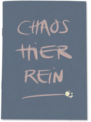 Eine der Guten Notizheft A6 dotted aus Recyclingpapier – Chaos hier rein, nachhaltiges Notizbuch für Notizen, Skizzen & Bullet Journaling