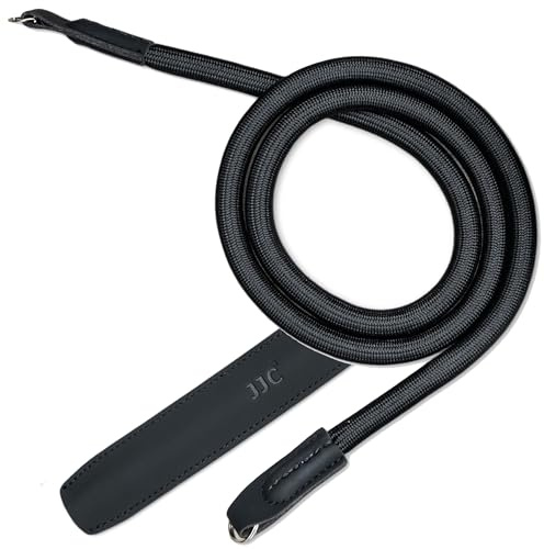 JJC Kamera-Umhängegurt, 100 cm, minimalistisches Nylonseil, Lederpolster, Kamera-Schultergurt für DSLR-Kamera, maximale Traglast 60 kg, weich, rutschfest