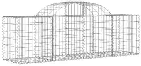 pokgdf Lot de 6 gabions à arc haut - 200 x 50 x 60/80 cm - En fer galvanisé - Pour barrières de jardin et brise-vue - Comme mur décoratif insonorisant - En gabion résistant à la corrosion