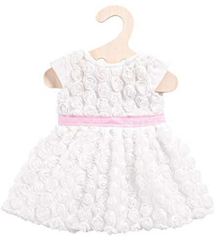 Heless 2650 - Traumkleid für Puppen in Weiß, mit kleinen Blumenröschen und einer rosa Schärpe, Größe 35 - 45 cm