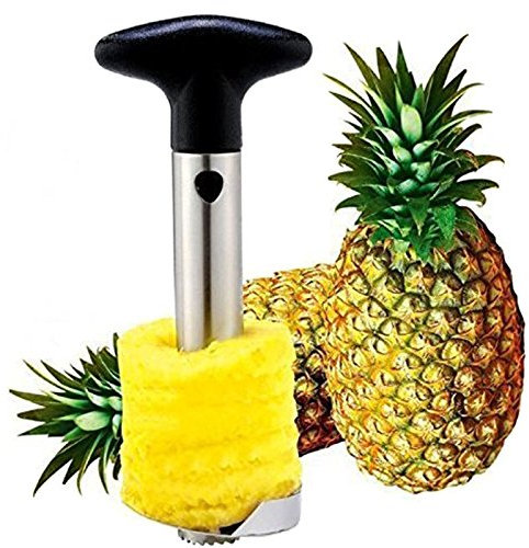 Semoss 3 in 1 Sbuccia Ananas Taglia Slicer Pela Snocciolatore e Affettatrice,Acciaio Inossidabile