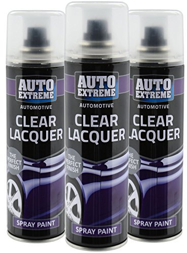 All Purpose Automotive Spray Paint 250ml Can Clear Lacquer Finish Aerosol Metal Interior Exterior Fast Dry Excellent Coverage Adhesion - Clear Lacquer -3 Pack