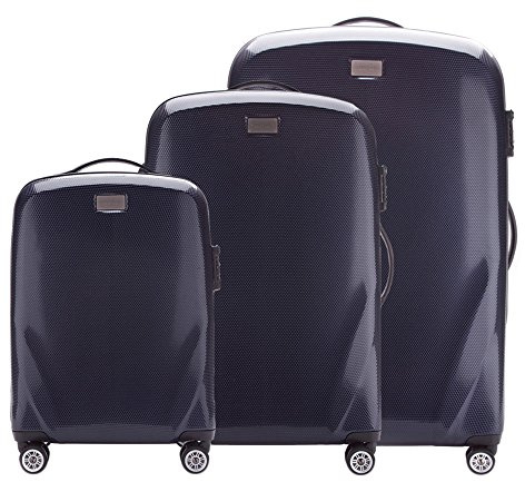 WITTCHEN PC Ultra Light Hartgepäck Reisekoffer Trolley Koffer 3er Koffer Set aus Polycarbonat Vier Lenkrollen TSA Kombinationsschloss Aluminium Teleskopgriff Größe (S+M+L) Dunkelblau