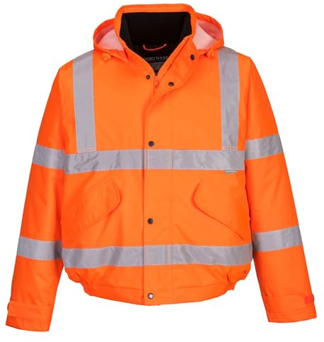 Portwest US463 Herren Jacke Winter Verschweißte Nähte Druckknopf Warnschutz | Orange, 6XL, EN ISO 20471 Klasse 3, EN 342, PU-Beschichtet 100% Polyester, 300D Oxford-Gewebe, Reflektierend