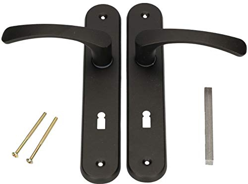 KOTARBAU poignée de porte 90 mm gauche droite serrure à embout noir ensemble de porte montage de porte poignée de porte poignée de porte ensemble de poignée de chambre porte longue plaque alu