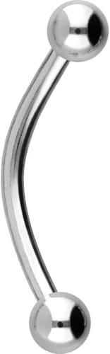 PIERCINGLINE Chirurgenstahl Banane | 2 KUGELN | Gebogener Piercing Stab für Augenbraue Intim Brust Ohr uvm. | Größen & Farbauswahl
