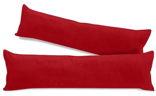 npluseins 2er Pack Coral-Kuschel-Fleece Kissenhüllen, 40 x 145 cm, Bordeaux | Öko-Tex Standard 100, verdeckter Reißverschluss, flauschig weich, pillingarm, waschbar bis 40 °C, schnelltrocknend