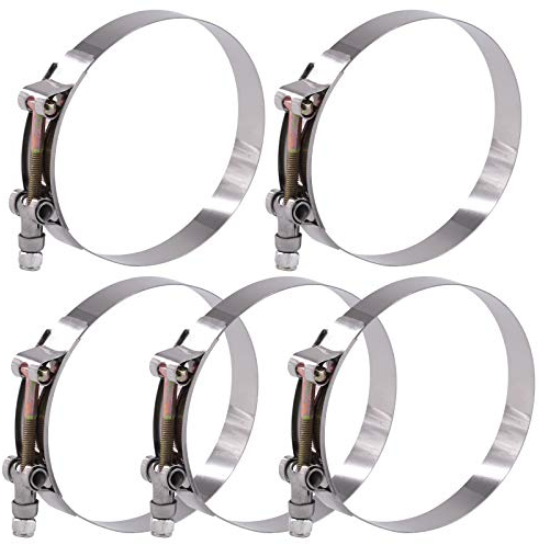Glarks 5 Pezzi Morsetti per Tubo Flessibile a Bullone a T 108-116mm in Acciaio Inossidabile Turbo Aspirazione Tubo Flessibile Morbido Morsetti Intercooler