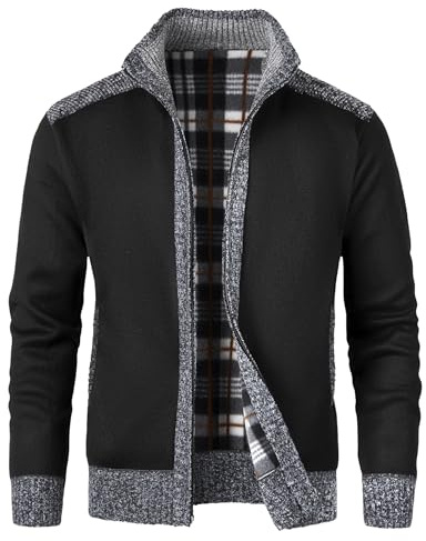 KTWOLEN Cardigan da Uomo Lavorato a Maglia con Cerniera Intera Giacca Stand Collare Classico Felpa Manica Lunga Giacca Pullover con Zip Invernale